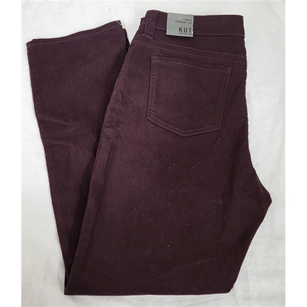NWT KUT From Kloth 10 Stevie Ankle Straight Leg Wine Jeans 130515